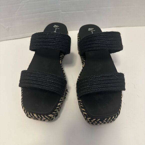 Wonderly Black Wedge Woven Sandals size 8 NEW without box - Picture 4 of 12